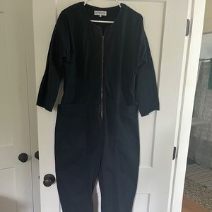 Apiece Apart navy heavy cotton zip-up jumpsuit, size 12